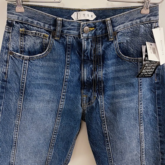 TRE by Natalie Ratabesi Blue Straight Leg Seam Denim Jeans USA Made in LA 26 4 6 - Picture 3 of 7